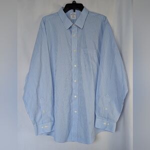 GUC Brooks Brothers 1818 Regent Non-Iron Blue Striped Shirt, XXL 100% Cotton